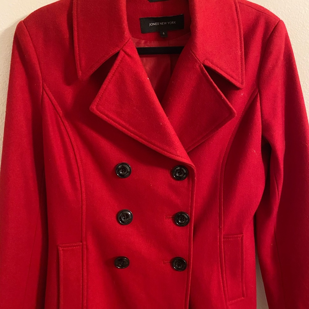 red peacoat